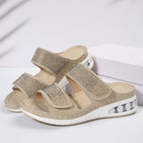 Spring And Summer New Women's Leisure Large-Size Water Drill Slope And Comfortable Air Cushion Slippers