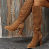 Coarse And Velvet High-Chamed Knight Boots Women But Knee Round Head High And Pointed Boots