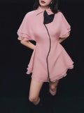 Temperament Lotus Leafy Skirt In Autumn 2025 New Collar Three-Dimensional Flowers Slimming Dress