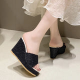 Large-Size Cool Slippers Women Summer New Slope With Fish Mouth Thick Words High And Cold Drag Woman