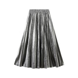 Metallic Metallic Bright Silk Organ Skirt Long Skirt Spring And Autumn Folding Skirt Skirt Skirt