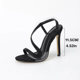 Sandals Women Summer 2025 Large-Size Water Drill Clip Thin And High Heel Cool Drag