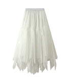 Autumn And Winter Girl Long A-Shaped Skirt Pong Dress Dress Dress Net Yarn Fresh Irregular 100-Fold Skirt