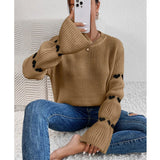 And Winter Sweater Women's Loose Long-Sleeved Striped Elbow Love Collar Knitted