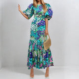Women's Dress 2025 New Fashion Dress Prints Small Dais With Daiss In The Countryside To Dress Round And Round Fishtail