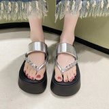 Bottom Slippers Women Wear Summer 2025 Summer New Water Drill Angle Flip-Flops With Skirt Beautiful Beach