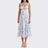 Women's New Broken Flower Collar Sexy Open Fork Spring Dress