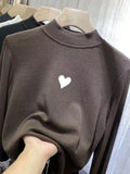 Zingj Waxy Elastic Double-Sided German Velvet Bottom Shirt Female Slim Slim Love Half High Collar With Long-Sleeved T Shirt Jacket