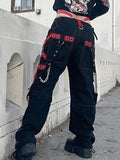 Chain Embellished Strap Straight Leg Pants-Outfit