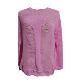 Zingj Smock Hollow Out Long Sleeve Knit Sweater Female Pure Color Versatile Loose Lazy Lazy Wind