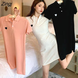 Women 3 Colors Slim Simple Female Summer Tunic Temperament Stylish Embroidery Basic Solid New Arrival Mini Vestidos