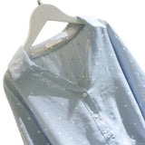 And Autumn 2025 New Korean Version Of The White Wave Dot Shirt Women's Sleeves Loose Casual Cotton-Song V-Neck