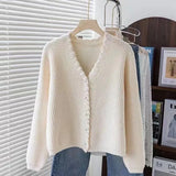 Sweater Women's Cardigan Loose Short Style Fragrant Style Purple Sweater Coat Popular This Year 2024 New