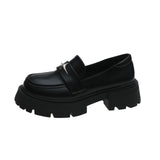 Zingj Little Leather Shoes Female 2023 New Platform Pine Cake Black Bright Leather With Skirt Jk One Foot Pedal