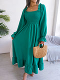 Shooting 2025 Spring And Summer Leisure Side Horn Sleeves Big Swing Lotus Leaf Side Dress Women's