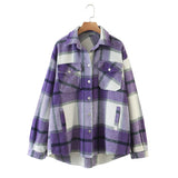 Autumn Women's Wear Urban Leisure Woolen Plaid Shirt