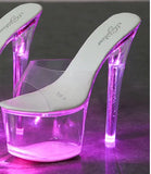 Zingj 34-43 Hate Sky High Nightclub High Shoes Luminous Sandals Women's Shoes Show Pole Dancing Shoes Crystal