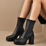 Thick-Bottomed High-Heeling Elastic Boots Women 2025 Autumn And Winter New Thickening And Waterproof Table Short Boots Thin