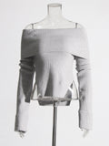 Lazy Top Dress 2025 Autumn New Fashion Niche Irregular Shoulder Knitted Sweater