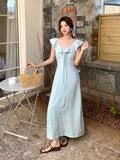 Xixi 13 Lines 2025 Summer New Elegant Temperament Lotus Leaf Side High Waist Thin Joint Dress