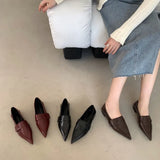 Spring And Autumn New Sharp Head Flat Single Shoes Two-Pin Flat With The British Academy Wind Casual Leather Shoes
