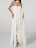Women Y2K Long Tube Dress Sexy Strapless Off Shoulder Ruffle Tassel Dress Evening Party Halter Backless Vestidos 2025 211-0-Outfit
