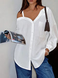 Shoulder Long-Sleeved Shirt Women's