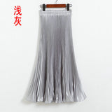 Luster Polyester Pressure Folded Half Skirt Original Single Long Skirt Silk Clear Silk