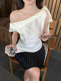 Does Not Return] Xixi Summer Slanted Collar With Small Shirt Chiffic Short-Sleeved T-Shirt Top Female