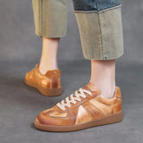 Layer Of Cowhide Leather Hand Retro Training Casual Shoes Spring And Autumn New Round Head Flat Soft Bottom