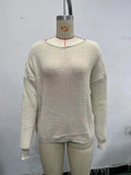Zingj New Open Back Knit Sweater Long Sleeve Long Sleeve Knit Sweater Woman-Outfit