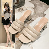 Heel Sandals Outside Wear Female 2025 Summer New Versatile French Simple Casual Versatile Thick With One