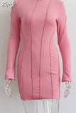 Women's Mini Dress Sexy 2023 Women Long Sleeve Round Neck Party Short Dress Female Spring Fall Sexy Mini