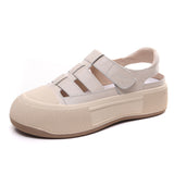 To 99] Leather Sports Sandals Women Wearing Women Wearing Women's Coats Magic Sticker Flat Leather Roman Thick
