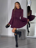 Net Horn Sleeve Dress Belt Design Black And White Multi-Color Elegant Famous Short