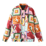 And Winter New Women's Baseball Collar Print Cotton Jacket Loose Leisure Cotton