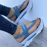 Summer New Large-Size Slope Hedging Buckle Sandals Women Wearing Roman Sandals Outside The Thick