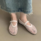 Head Fishing Grid Hollow Mary Jane Single Shoes Women Go Out 42 Large Summer New