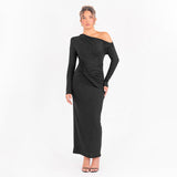 And Winter New Women's Hot Fashion Sexy Folding Shoulder Long Sleeves Of The Hip