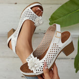 Flowers High-Heeled Cool Slippers Women 2025 Summer New Fashion Coarse And Buckle With Cold Slippers