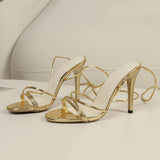 Gold-Footed Rings With High-Heeled Sandals Women Round Head Thin Heel Thin Fashion