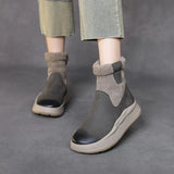 Velvet Snow Boots Winter Thick Cotton Boots Girl Retro Color Layer Kraft High Help Short Boots Plus