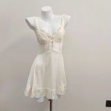 Pajamas Women Summer With Chest Pad Ice Wire 2025 New Tone Hollow Pure Desire High-End Ribbon Sling