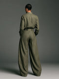 Women's Shirt Trousers Two-Piece Open Shirt Long Sleeves Loose Fashion Sex Style Retro Women