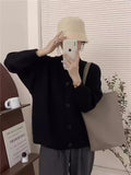 2025 New Lazy Korean Sweater Cardigan Women's Soft Sheeps Pits Button Sweater Dark