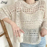 Women Loose Casual Fashion Tops Tender Ladies Elegant Girls Students Trendy Ulzzang Chic Stylish All-match Hollow
