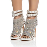 Water Drill Heavy Industry Fine High Heel Size 47 Banquet High Heel Women Sandals
