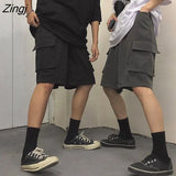 Women Summer BF Loose 2XL Solid Pockets Knee-length Streetwear Safari-style Unisex Womens All-match Wide-leg Fashion
