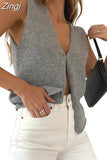 Y2K Women Knitted Sweaters Vest Tops Casual Retro Sleeveless V-Neck Buttons Up Tank Summer Autumn Chic Vest 2023