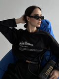 Hot Sale Retro Print T-Shirt Women Cotton Long-Sleeved Letter Pattern Loose